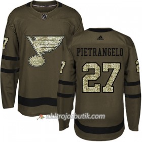 Män Ishockey St. Louis Blues Tröja Alex Pietrangelo 27 Adidas 2017-2018 Camo Grön Authentic